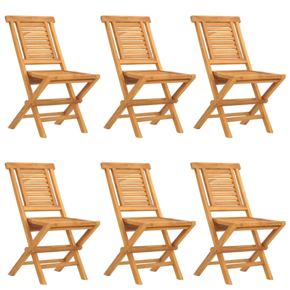 Vidaxl Skladacie záhradné stoličky 6 ks 47x63x90 tíkový masív
